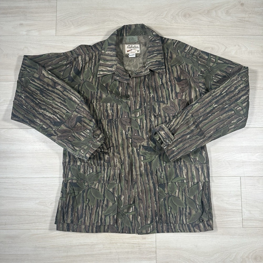 Vintage Cabelas Jacket Men XL Trebark Real Tree Camo Hunting Shacket Military